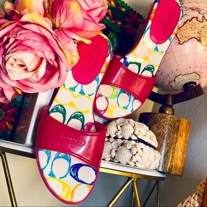 Coach Magenta Nichelle Kitten Heel Sandal Sz 6.5 multicolor jelly sandals